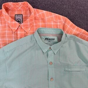 Set of 2 Mojo Men’s Vented Fishing Shirts Mr. Big Sport Check Coastal Plaid 2XL